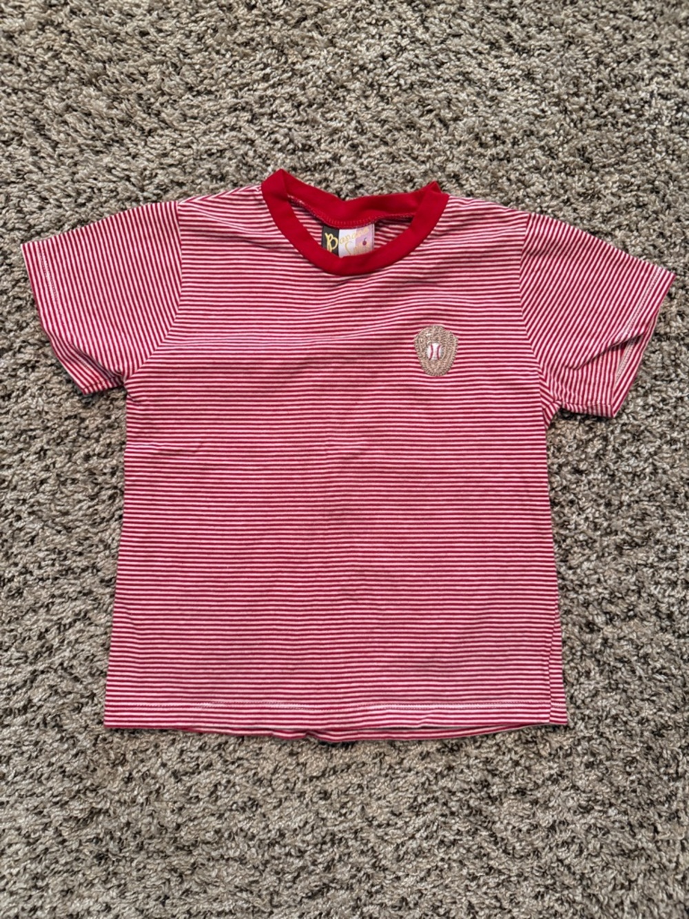 Baseball Embroidery Striped Tshirt